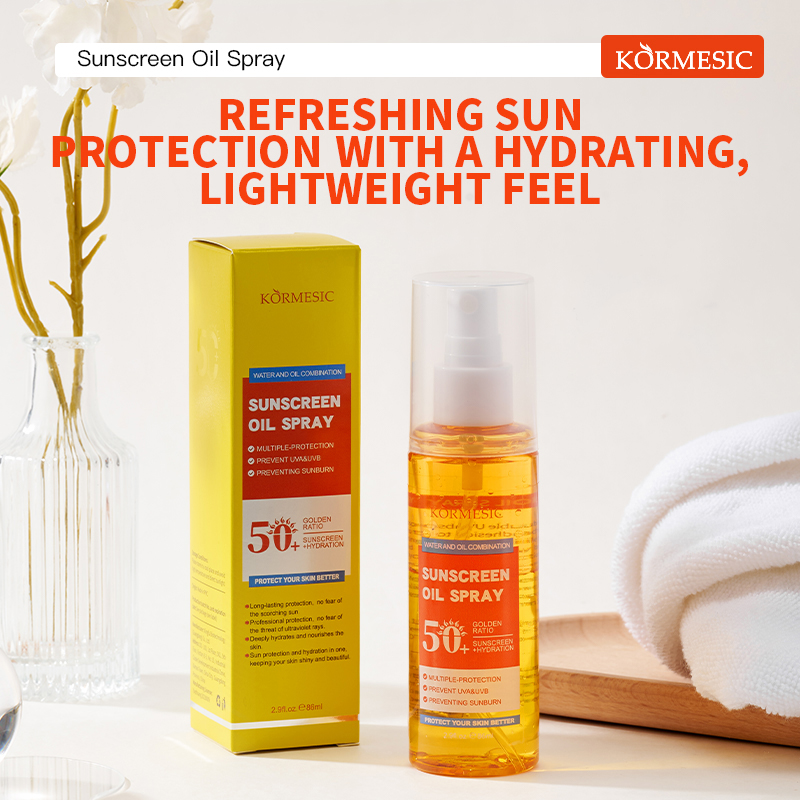 86ml KORMESIC Sunscreens spray with SPF50+ UV protection for the body and face Refuses to leave any white cast on the skin Aloe Vera