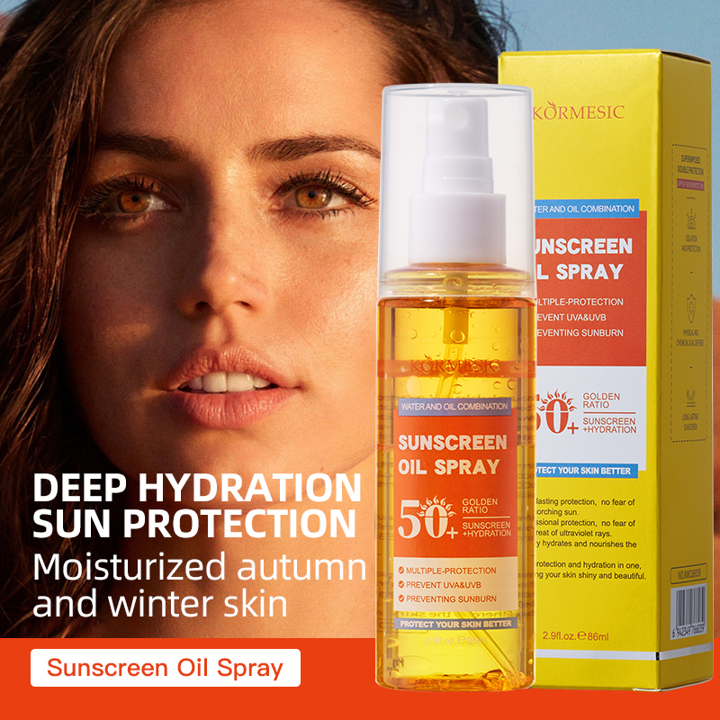 86ml KORMESIC Sunscreens spray with SPF50+ UV protection for the body and face Refuses to leave any white cast on the skin Aloe Vera