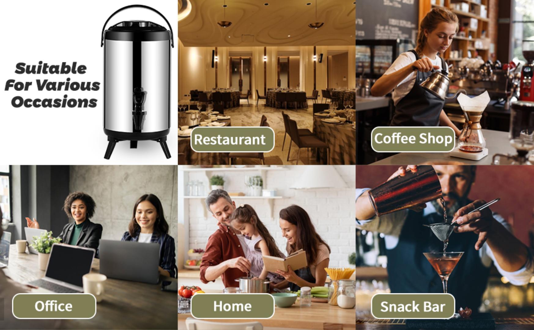Signature 9.5L premium stainless steel tea urn insulated water jug / water dispenser / tea urn / thermal flask / food flask / portable tea urn for keeping beverages hot or cold for long