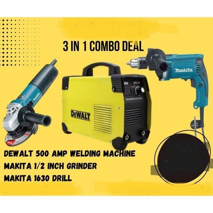 Dewalt 500 Amp Welding Machine with Makita Grinder & Drill - Portable, Low Energy, Includes Welding Cables