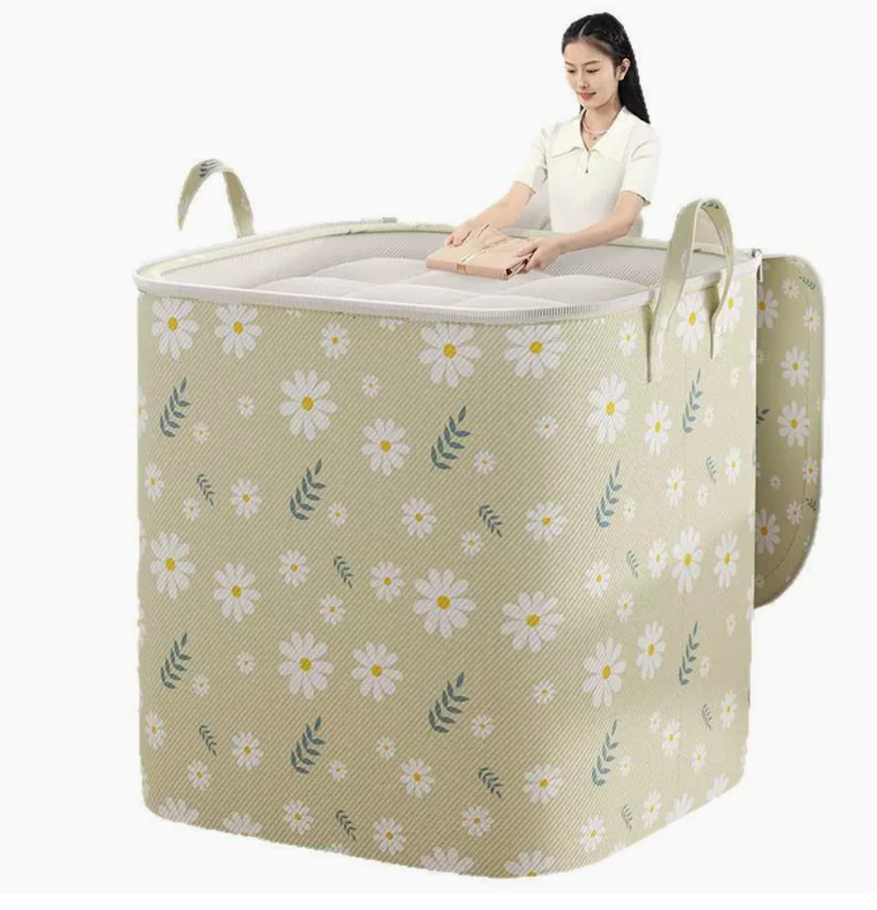 2 pc 2 color storage bag high-capacity Clothes Quilt Bins Container Organizers with Handle Fabric Storage Boxes with Lids for Bedroom Closet Wardrobe Local fast delivery