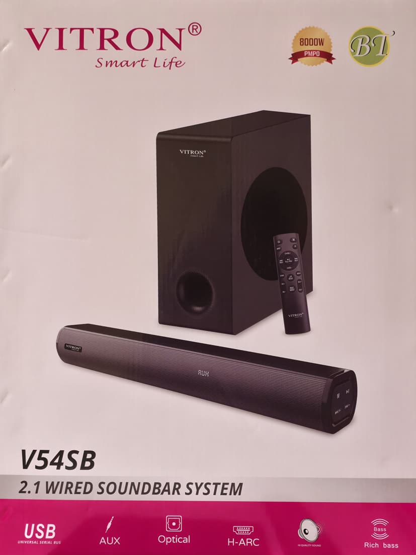 Vitron V54SB 2.1CH Wired Sound  Mini Home Theater System Multimedia Sound Speaker System Subwoofer Surround 8000W PMPO Bluetooth Woofer