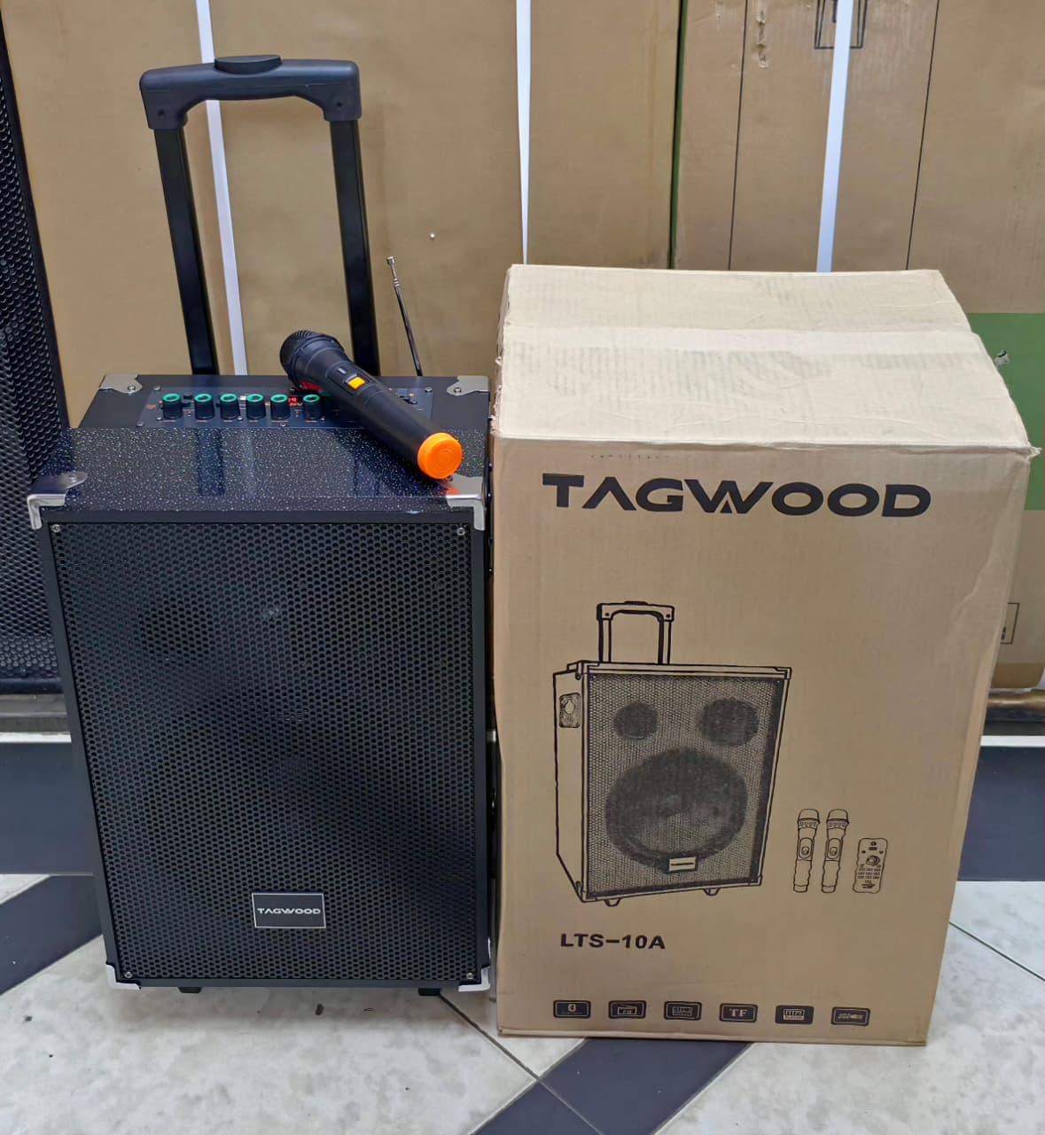 TAGWOOD LTS-10A 10" Portable and Rechargeable Bluetooth Trolley Speaker 9800W PMPO Woofer Multimedia Speaker System Outdoor Subwoofer Speaker with BluetoothFM Radio and Free Wireless Microphone