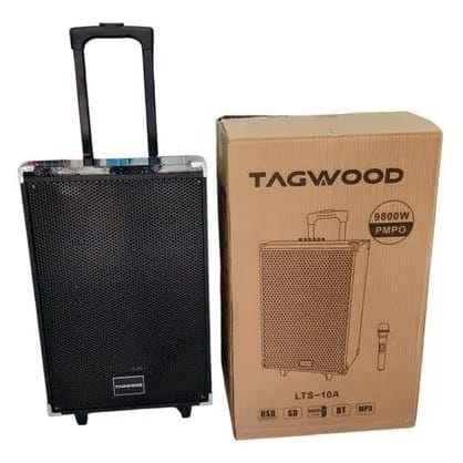 TAGWOOD LTS-10A 10" Portable and Rechargeable Bluetooth Trolley Speaker 9800W PMPO Woofer Multimedia Speaker System Outdoor Subwoofer Speaker with BluetoothFM Radio and Free Wireless Microphone