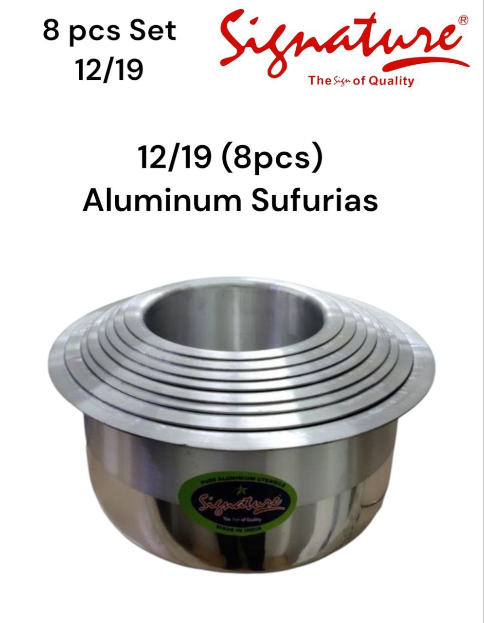 Signature 8pcs Aluminium Sufurias 12-19 evenly heat distribution Durable Cookware for Every Kitchen