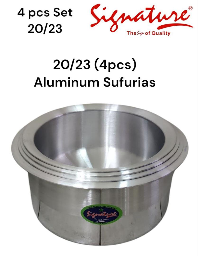 Signature 4pcs heavy duty aluminium sufurias 20/23 without lids suitable for homes and hotels