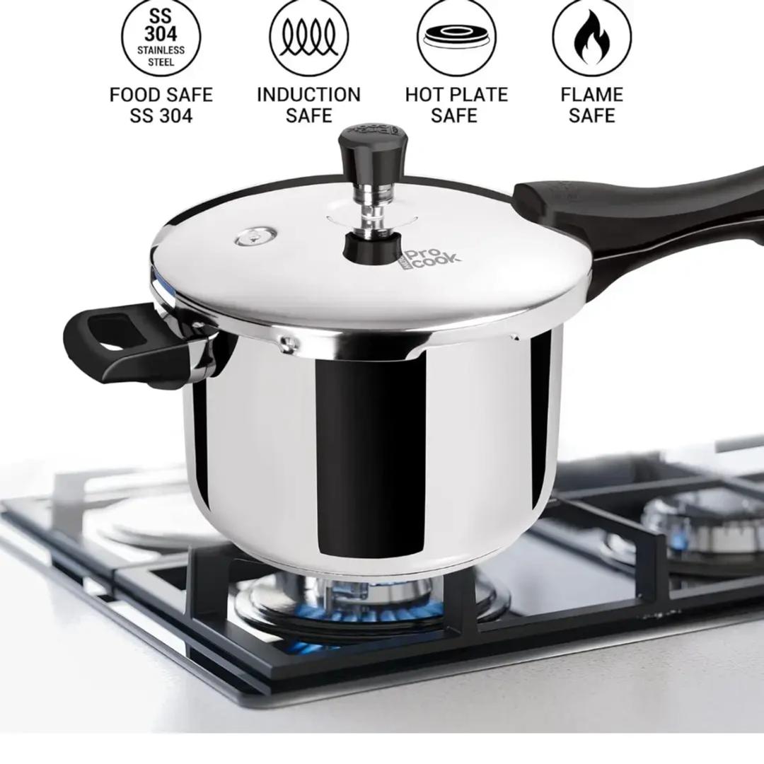 Redberry Milton procook Tri-ply stainless steel pressure cooker with induction base and bakelite handles
