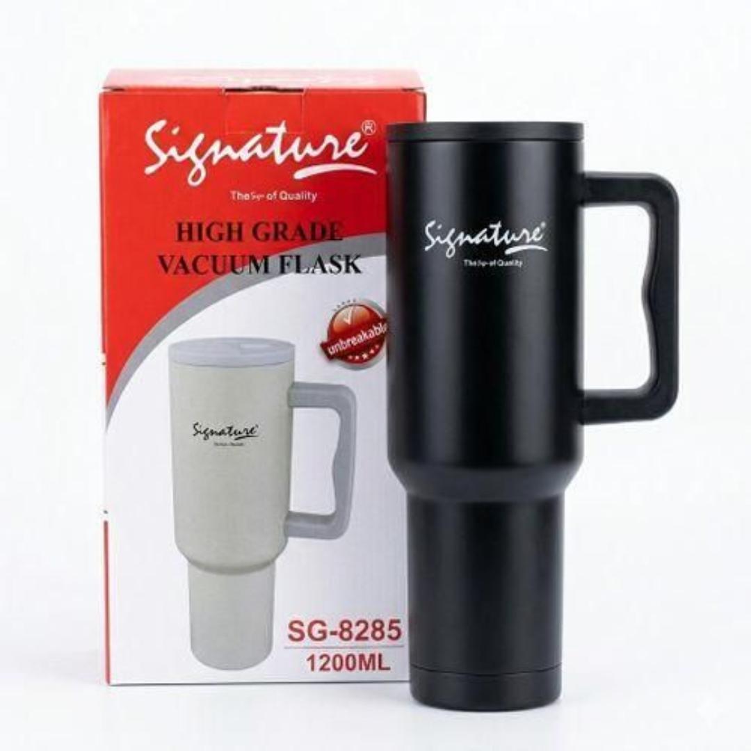 Signature SG-8285 1200ML Stainless Steel Travel Mug / Tumbler / Flask / cup with Re-usable Straw Extra Large, Leak-Proof & Vacuum Insulated