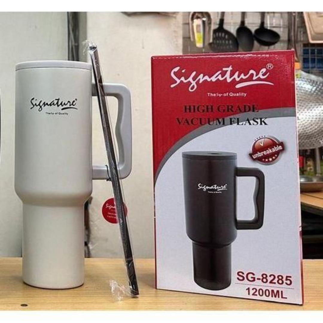 Signature SG-8285 1200ML Stainless Steel Travel Mug / Tumbler / Flask / cup with Re-usable Straw Extra Large, Leak-Proof & Vacuum Insulated