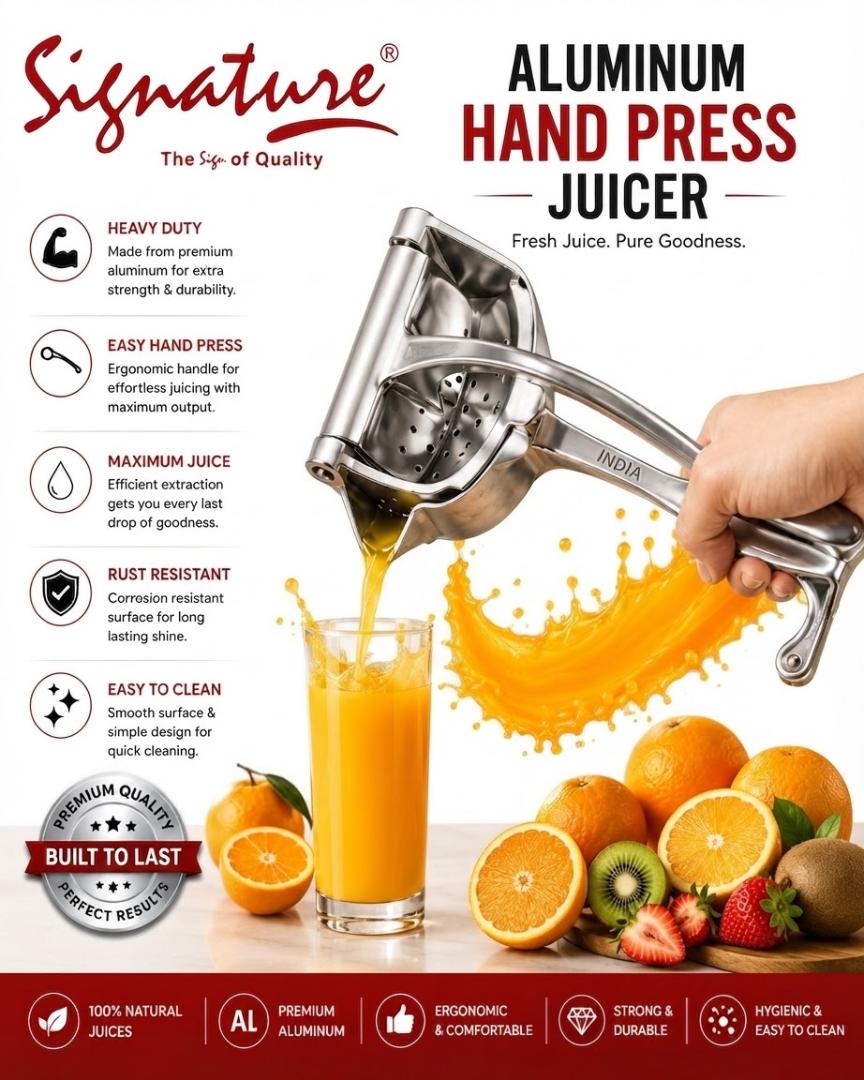 Signature Aluminium hand press juicer Fruits Lemon & Lime Juice Squeezer Manual Hand Juicer signature heavy duty Aluminium fruit press lemon squeezer orange squeezer
