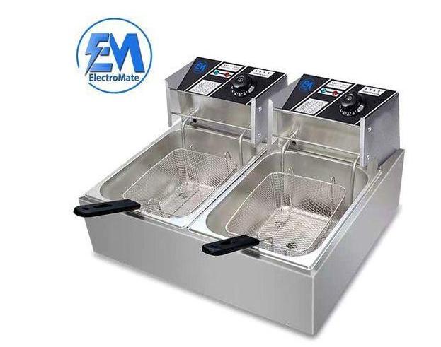 Em ElectroMate 12L double Electric deep fryer STAINLESS STEEL (6L+6L) Energy Efficient Electric Chips / Chicken / MANDAZIS Deep Fryer Machine
2500W