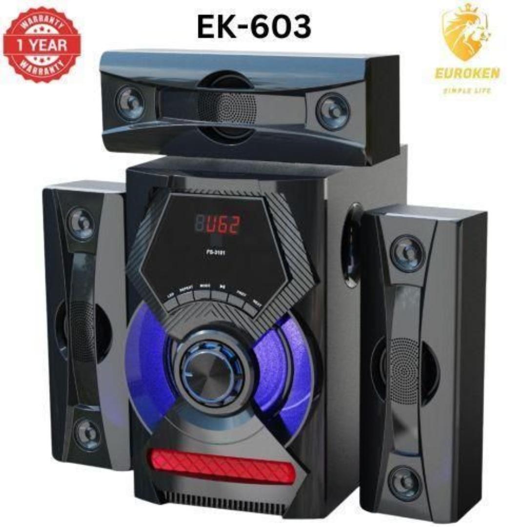 Euroken  EK-603 3.1CH Subwoofer speaker system with Bluetooth FM radio USB SD card LED display and remote control High quality Multimedia woofer 20000W PMPO with 70W power output