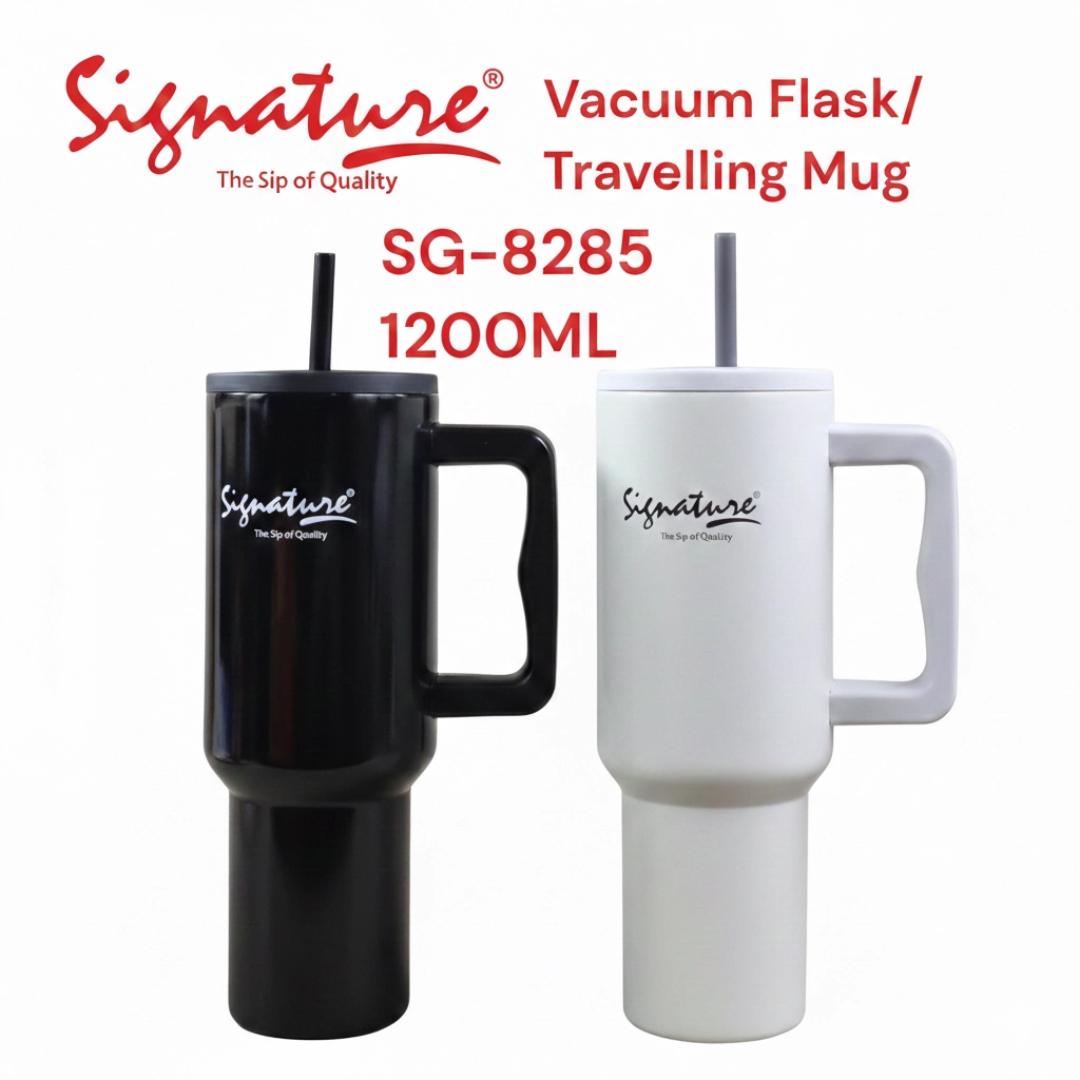 Signature SG-8285 1200ML Stainless Steel Travel Mug / Tumbler / Flask / cup with Re-usable Straw Extra Large, Leak-Proof & Vacuum Insulated