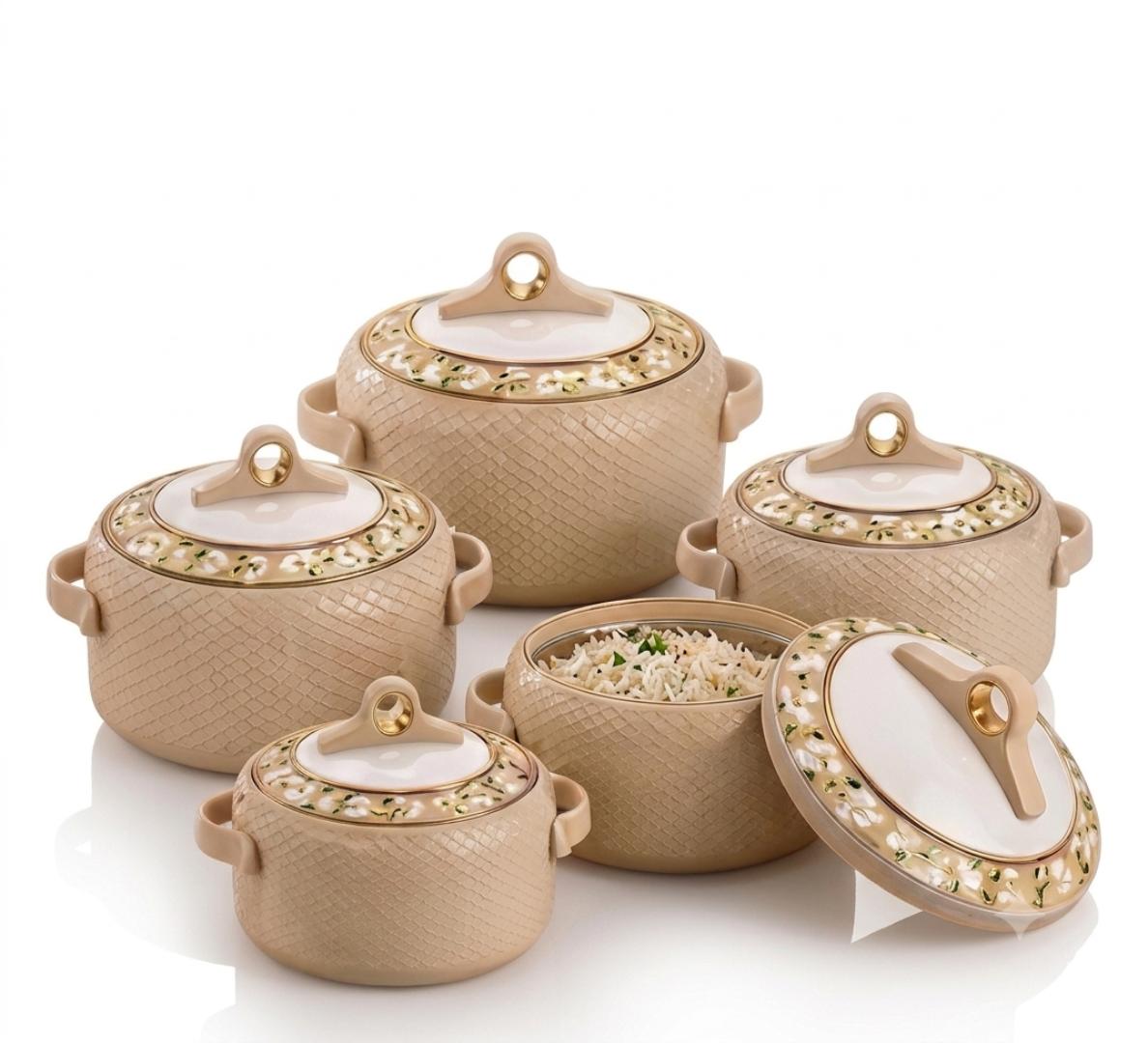 Signature 4pcs Coral hotpots with excellent heat retention 500ml, 1000ml, 1500ml and  2000ml capacity Elegant design stylish signature hotpots
