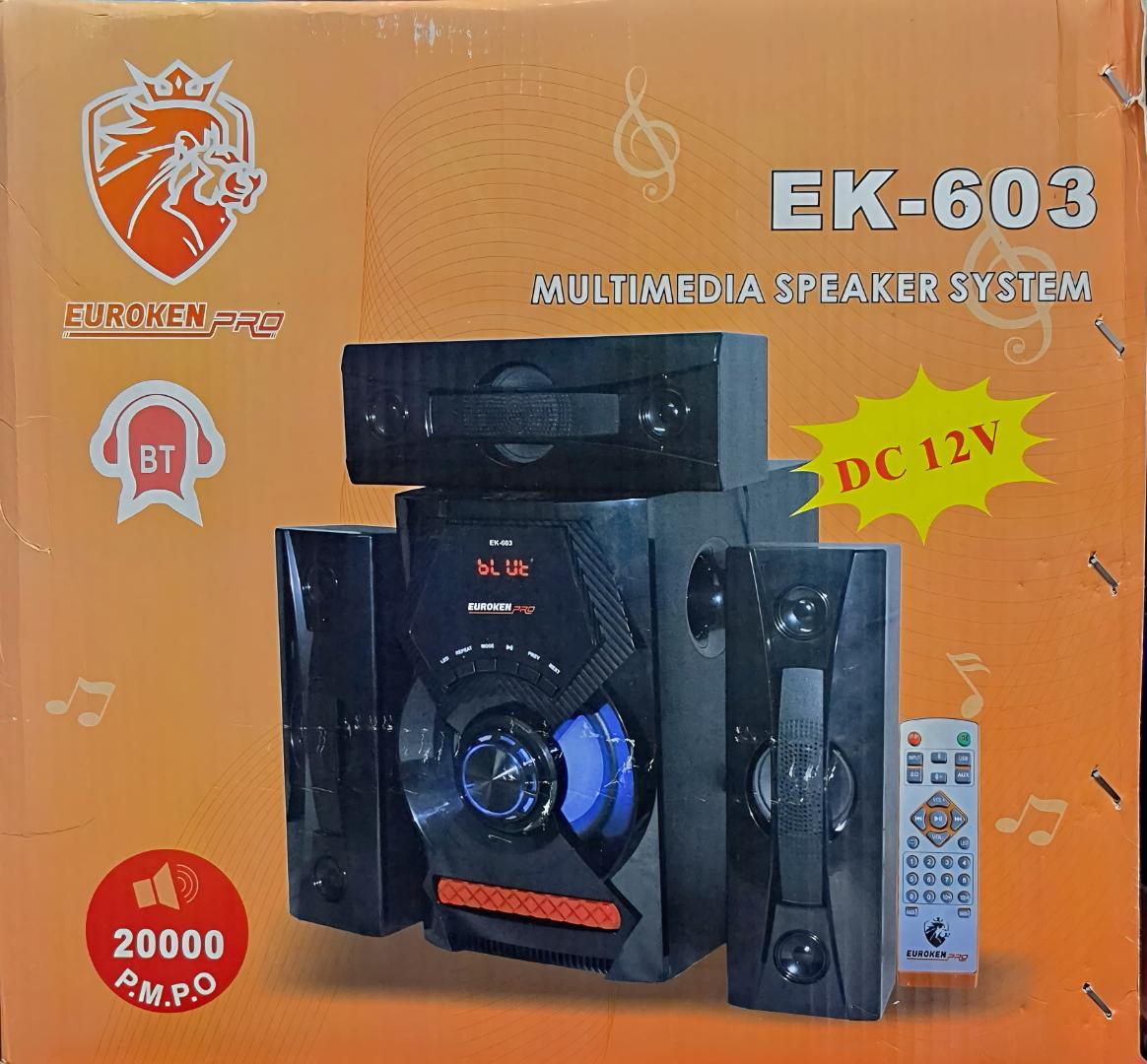 Euroken  EK-603 3.1CH Subwoofer speaker system with Bluetooth FM radio USB SD card LED display and remote control High quality Multimedia woofer 20000W PMPO with 70W power output