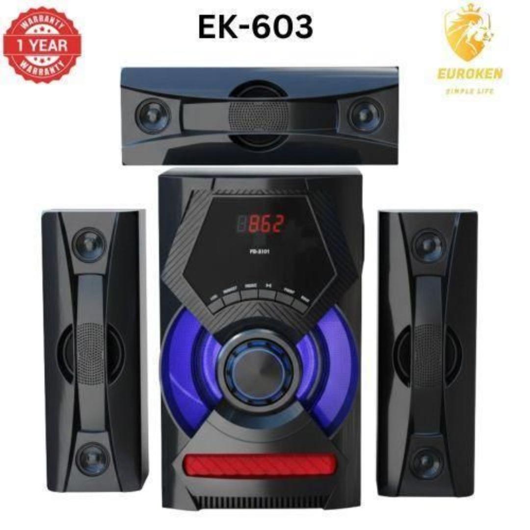 Euroken  EK-603 3.1CH Subwoofer speaker system with Bluetooth FM radio USB SD card LED display and remote control High quality Multimedia woofer 20000W PMPO with 70W power output