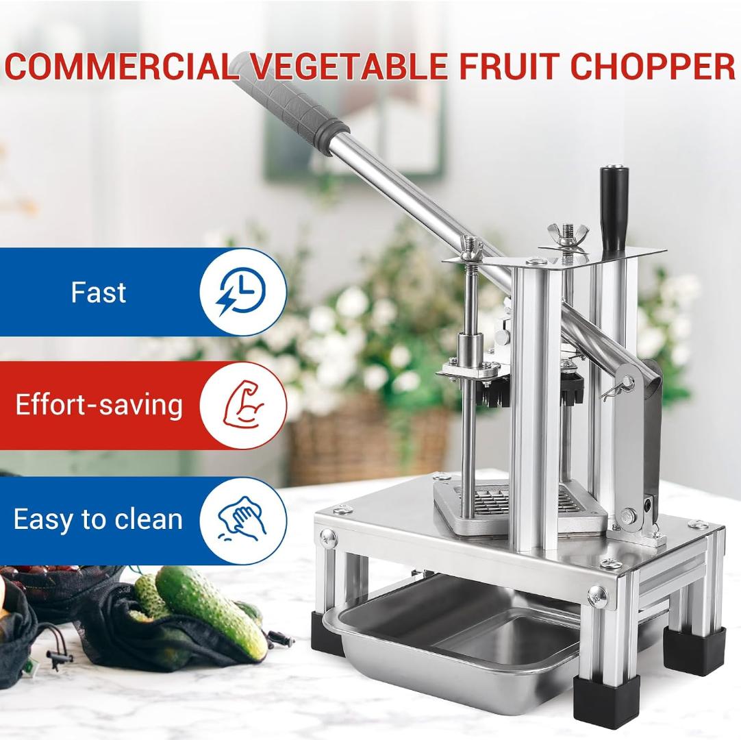 Home and Commercial chips cutter / French Fry Cutter /  Vegetable Fruit Chopper with 4 Replacement Blades Stainless Steel Vegetable slicer / Dicer Fruit Slicer for Onion Potato Carrot Tomatoes  etc