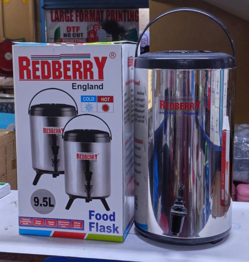 Redberry 9.5L premium stainless steel insulated water jug / water dispenser / tea urn / thermal flask / food flask / portable tea urn for keeping beverages hot or cold for long
