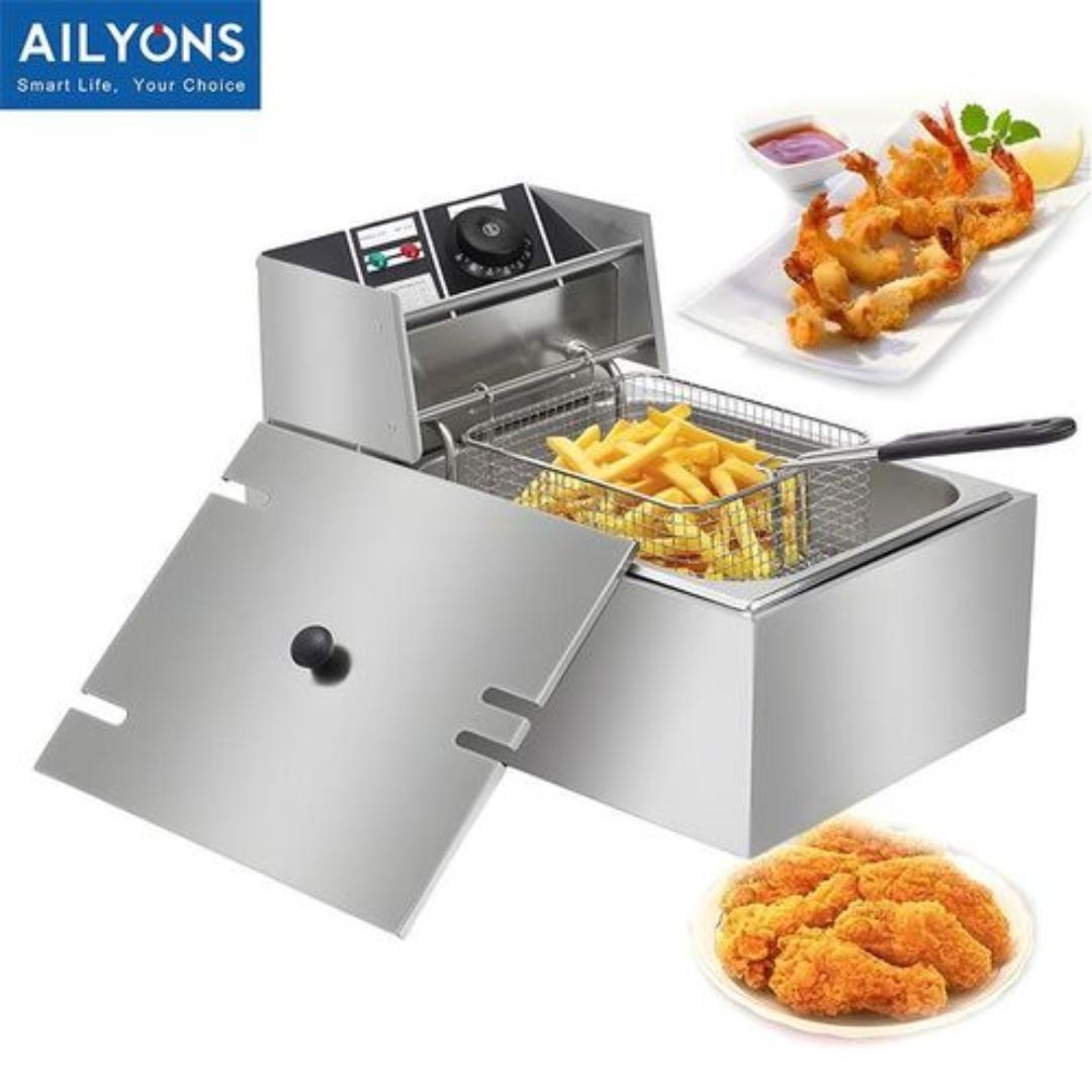 AILYONS 6L electric single deep fryer EH81 with Stainless Steel Tank Electric Deep Fryer, Commercial & Home Use, for Chips / Chicken / Mandazi (1YR WRTY)