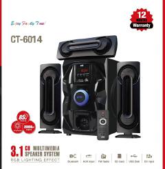 CTC CT-6014 3.1CH Subwoofer speaker system with colourful lighting effect with FM radio, Bluetooth, USB port , Auxiliary and remote control 20000W PMPO 12V DC input