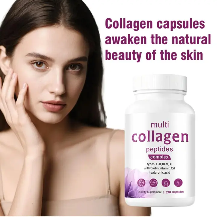 Multi Collagen Complex for Women – Types I, II, III, V, X with Biotin, Vitamin C & Hyaluronic Acid | 240 Capsules | Anti-Aging, Skin, Hair & Joint Support | Dietary Supplement