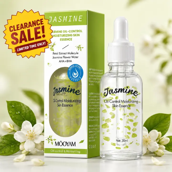 JASMINE OIL-CONTROL MOISTURIZING SKIN ESSENCE – AHA + BHA EXFOLIATING FACE SERUM WITH JASMINE FLOWER WATER & PETAL EXTRACT, PORE MINIMIZING, HYDRATING, AND BALANCING TREATMENT FOR OILY SKIN 30ML