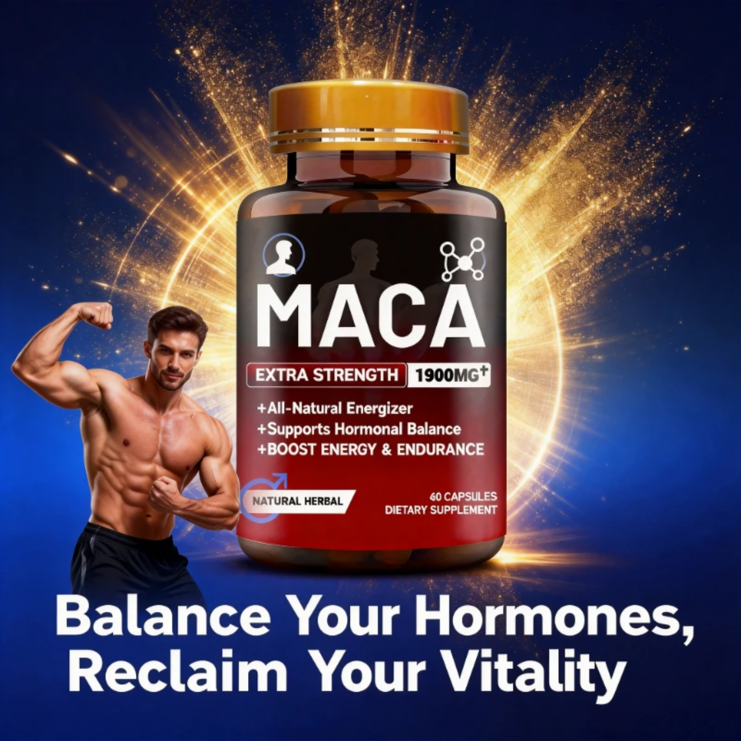 MACA ROOT LIBIDO BOOST EXTRA STRENGTH 1900MG (60 CAPSULES) - MEN'S VITALITY, ENERGY, ENDURANCE, HORMONAL BALANCE, SEX DRIVE & STAMINA BOOSTER FOR MEN & WOMEN