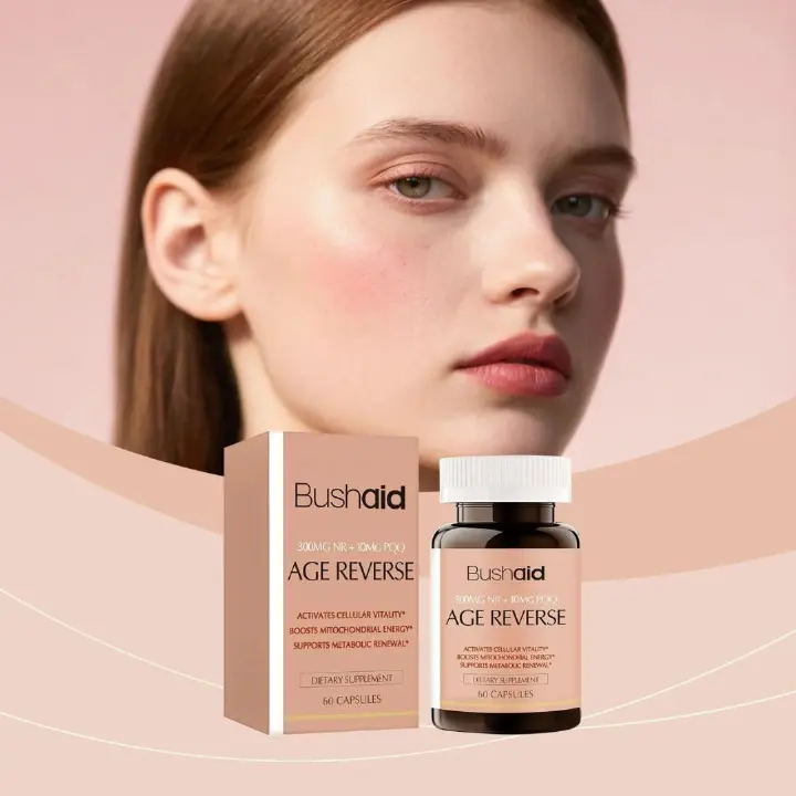 Bushaid Age reverse NAD + Resveratrol - Anti-Aging Cell Booster, NAD+ Booster, Nicotinamide Riboside, Natural Energy & Cellular Health 60 capsules