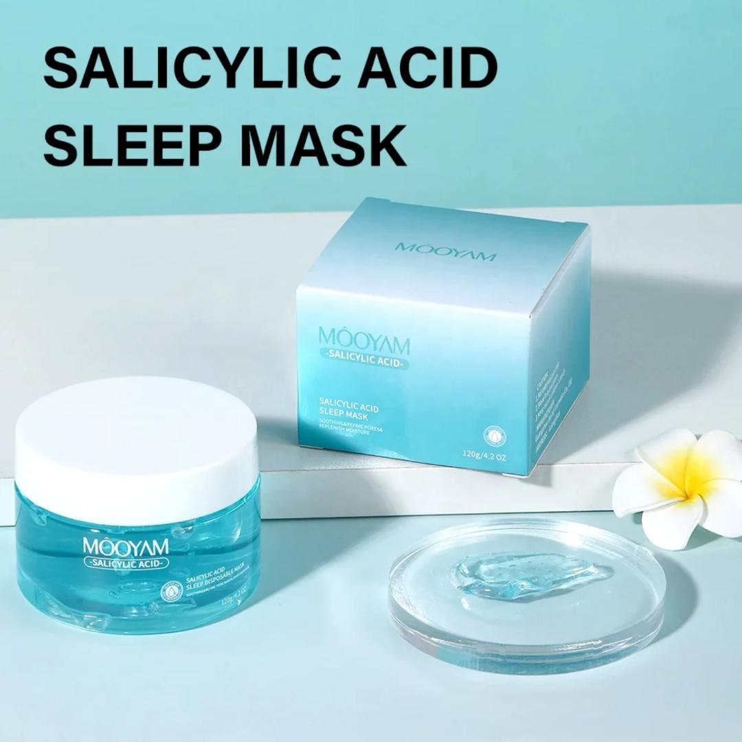 MOOYAM SALICYLIC ACID SLEEP MASK – OVERNIGHT PORE REFINING, SOOTHING & DEEP MOISTURE FOR CLEARER, SMOOTHER AND WELL BALANCED SKIN (120G)
