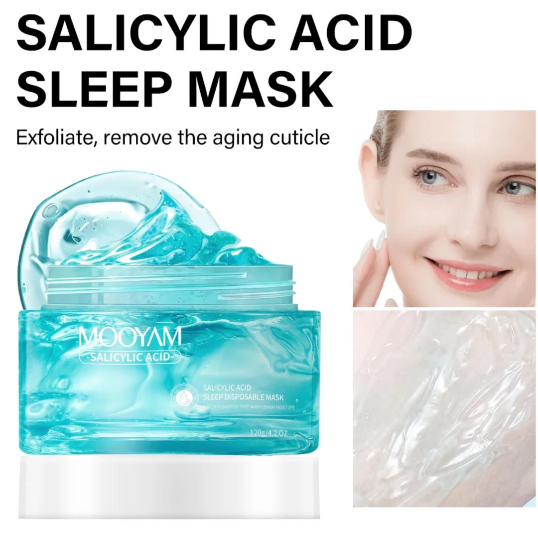 MOOYAM SALICYLIC ACID SLEEP MASK – OVERNIGHT PORE REFINING, SOOTHING & DEEP MOISTURE FOR CLEARER, SMOOTHER AND WELL BALANCED SKIN (120G)
