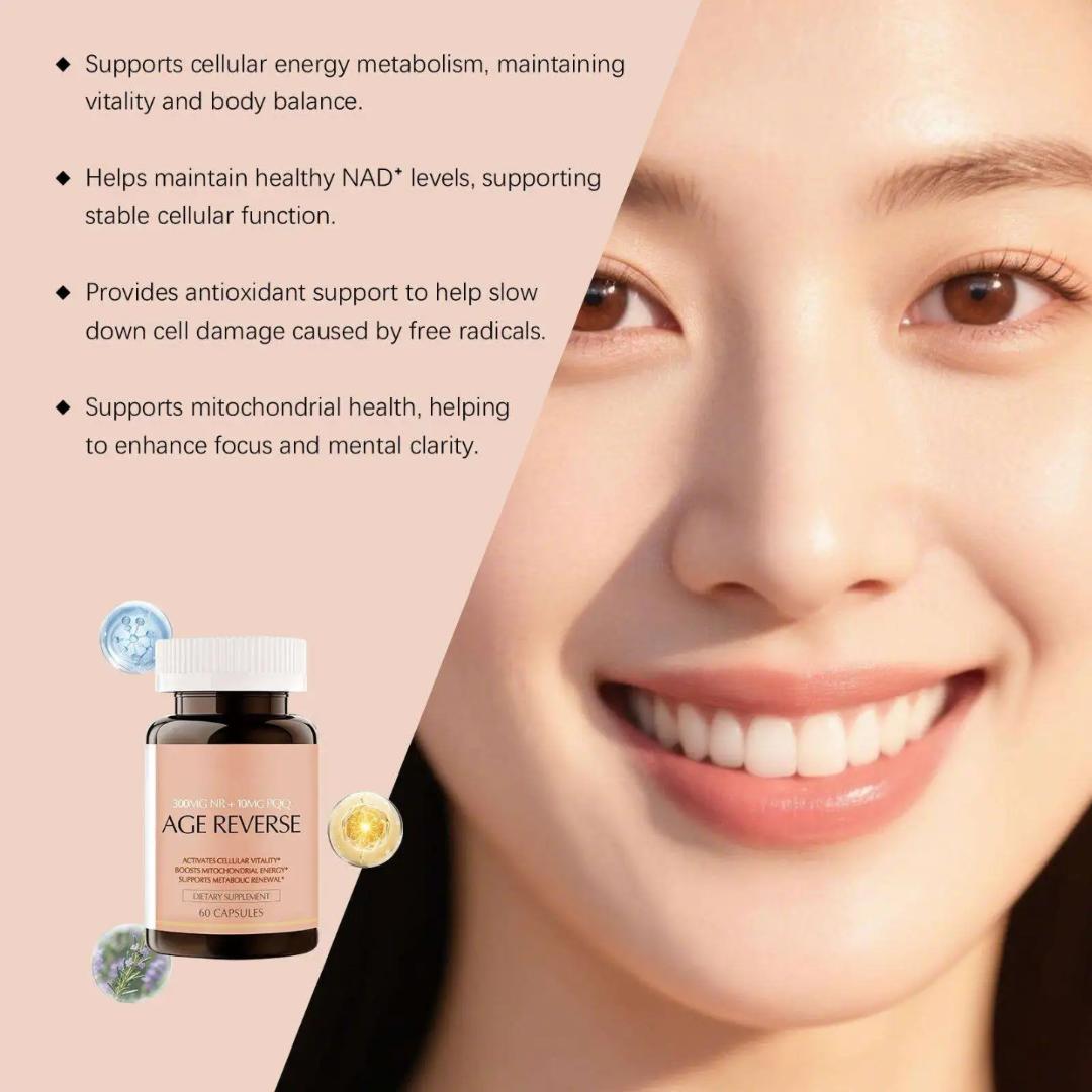 Bushaid Age reverse NAD + Resveratrol - Anti-Aging Cell Booster, NAD+ Booster, Nicotinamide Riboside, Natural Energy & Cellular Health 60 capsules