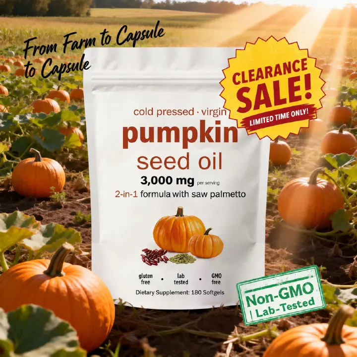 PUMPKIN SEED OIL + SAW PALMETTO – PROSTATE & URINARY SUPPORT, HAIR GROWTH, HORMONAL BALANCE, DHT BLOCKER FOR MEN & WOMEN (180 SOFTGELS)