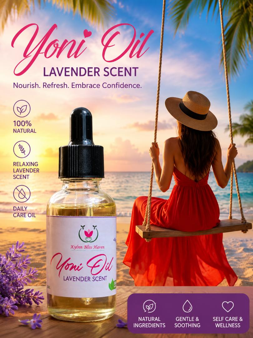 100% ORGANIC YONI OIL ROSE/LAVENDER SCENT – INTIMATE FEMININE CARE, PH BALANCING, ANTI-ODOR & DRYNESS RELIEF OIL (30ML)