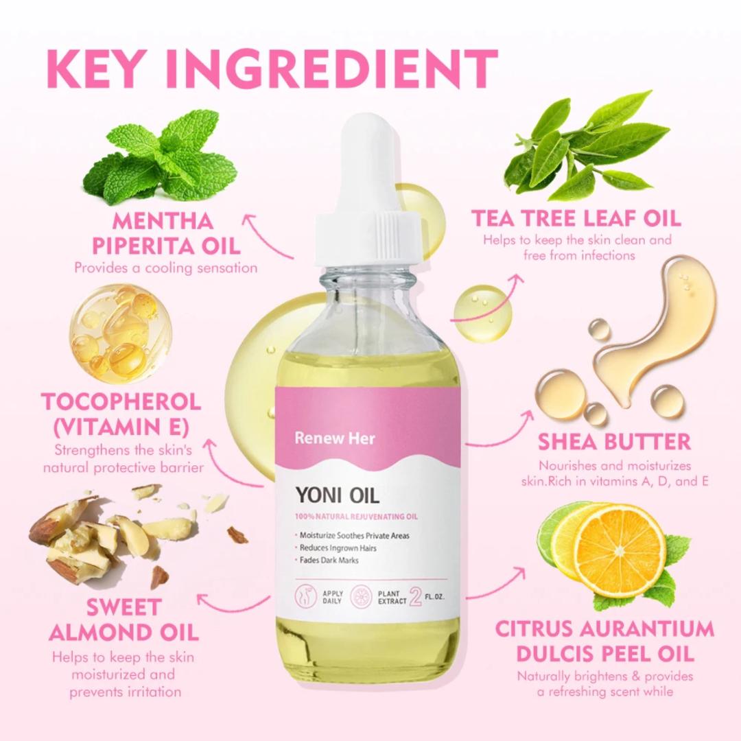 100% ORGANIC YONI OIL ROSE/LAVENDER SCENT – INTIMATE FEMININE CARE, PH BALANCING, ANTI-ODOR & DRYNESS RELIEF (30ML)