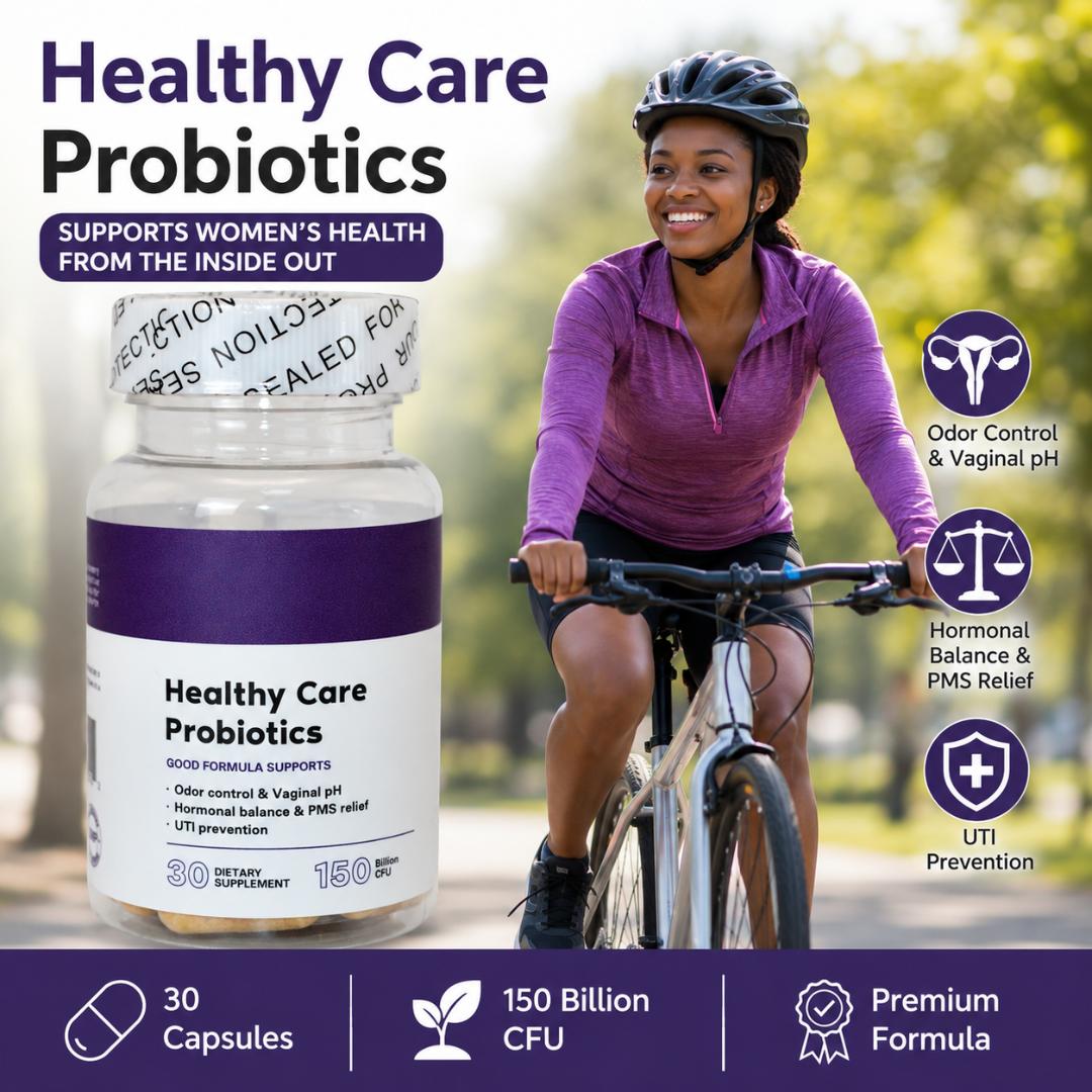 HEALTHY CARE WOMEN'S PROBIOTICS PROMOTES HORMONAL BALANCE, SUPPORTS HEALTHY PH LEVELS, REDUCES VAGINAL ODOR, PMS RELIEF, BOOST GUT HEALTH AND AIDS IN UTI PREVENTION (30 CAPSULES)