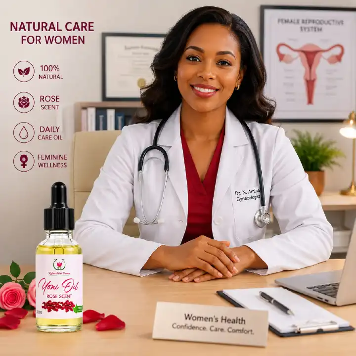 100% ORGANIC YONI OIL ROSE/LAVENDER SCENT – INTIMATE FEMININE CARE, PH BALANCING, ANTI-ODOR & DRYNESS RELIEF (30ML)