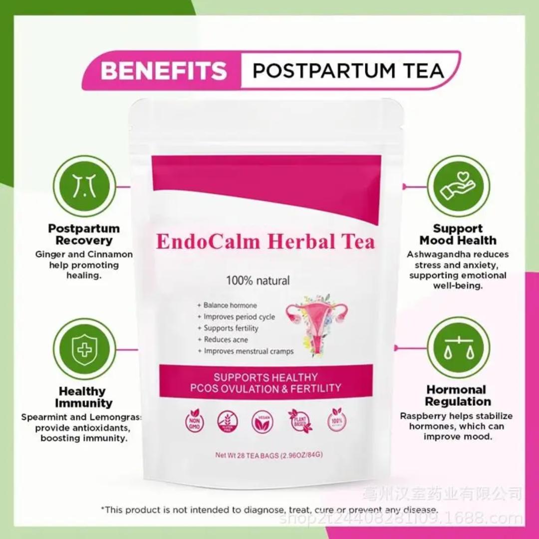 WOMEN'S ENDOCALM WOMB HERBAL TEA – PERIOD CRAMP RELIEF, PCOS, OVULATION & HORMONE BALANCE (28 TEA BAGS)