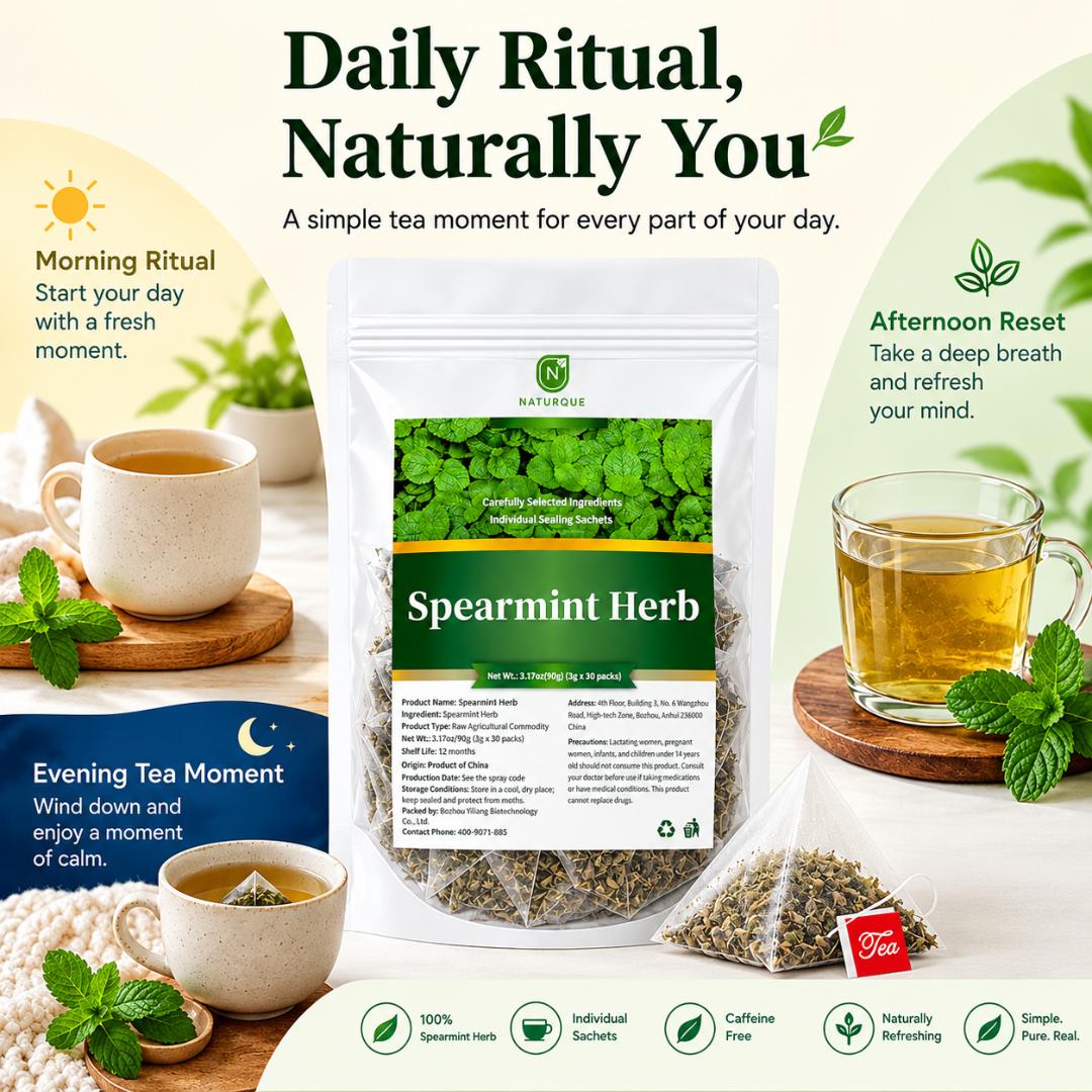 Organic Spearmint Tea Bags (30 Packs / 90g) – Natural Hormone Balance, Clear Skin & Acne Care(PCOS support), Digestion & Sleep Herbal Tea