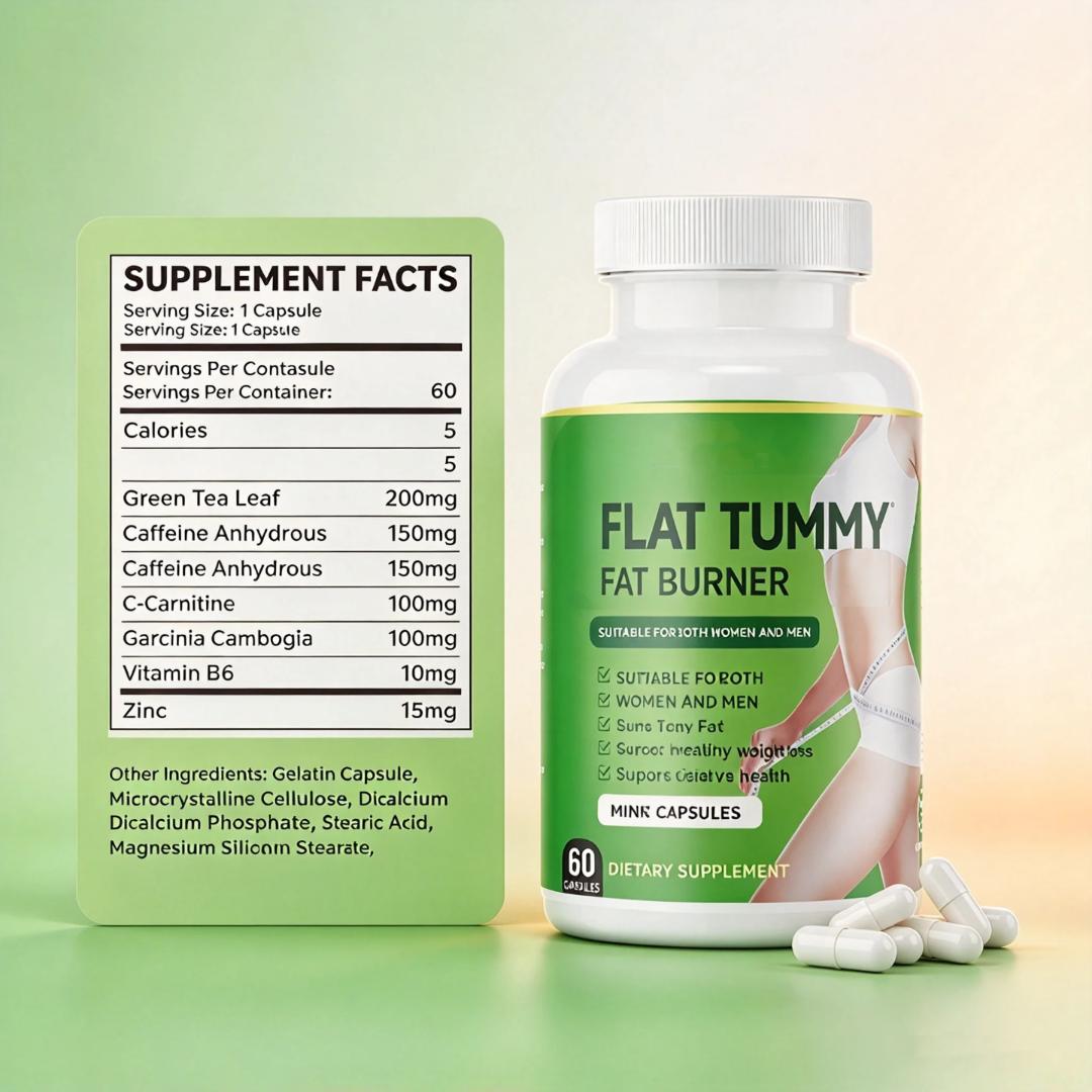 Flat Tummy Capsule Strong Slim Diet Fat Burner Detox Fast and Effective Beauty Product for Weight Loss 60 capsules for Men and Women
