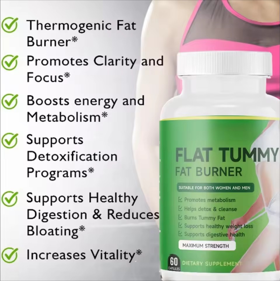 Flat Tummy Capsule Strong Slim Diet Fat Burner Detox Fast and Effective Beauty Product for Weight Loss 60 capsules for Men and Women