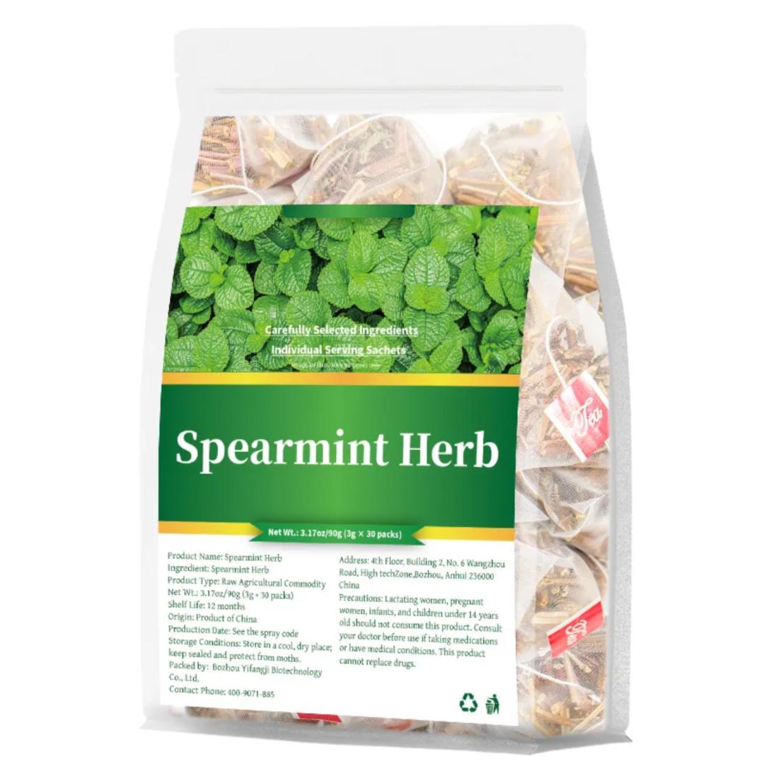 Organic Spearmint Tea Bags (30 Packs / 90g) – Natural Hormone Balance, Clear Skin & Acne Care(PCOS support), Digestion & Sleep Herbal Tea