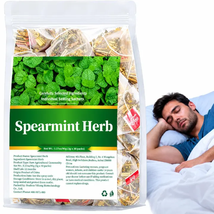 Organic Spearmint Tea Bags (30 Packs / 90g) – Natural Hormone Balance, Clear Skin & Acne Care(PCOS support), Digestion & Sleep Herbal Tea