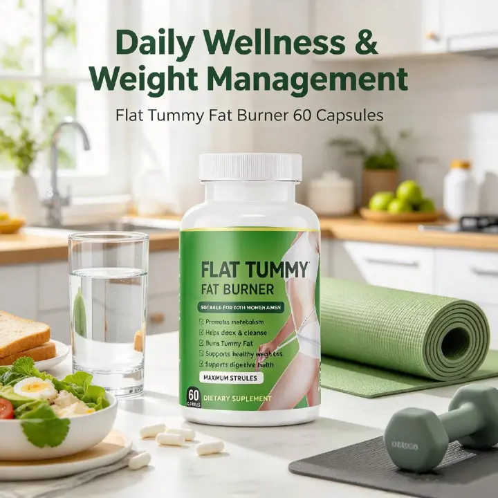 Flat Tummy Capsule Strong Slim Diet Fat Burner Detox Fast and Effective Beauty Product for Weight Loss 60 capsules for Men and Women
