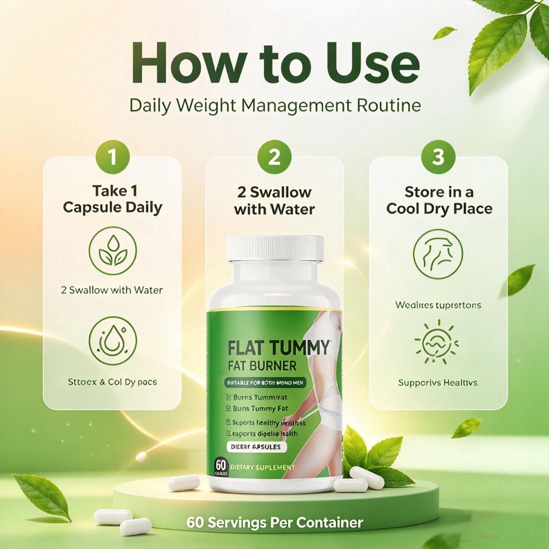 Flat Tummy Capsule Strong Slim Diet Fat Burner Detox Fast and Effective Beauty Product for Weight Loss 60 capsules for Men and Women