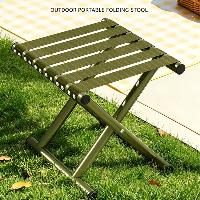 Portable Metal Folding Stool, Lightweight Collapsible Camping Mazar Chair, Compact Fold‑up Seat for Outdoor Camping Fishing Travel Hiking Queue