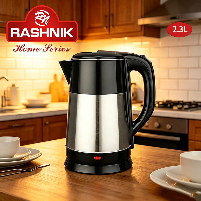 RASHNIK  RN-1159  2.3L   1500W  Stainless Steel Electric Kettle with Auto Shut-Off