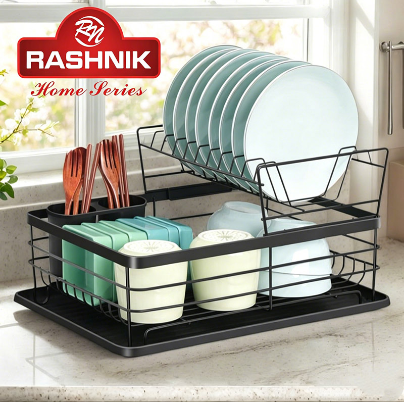 RASHNIK RN-1653  2-layer stainless steel  dish rack dish drainer drain rack storage rack utensils rack cup holder kitchen tools