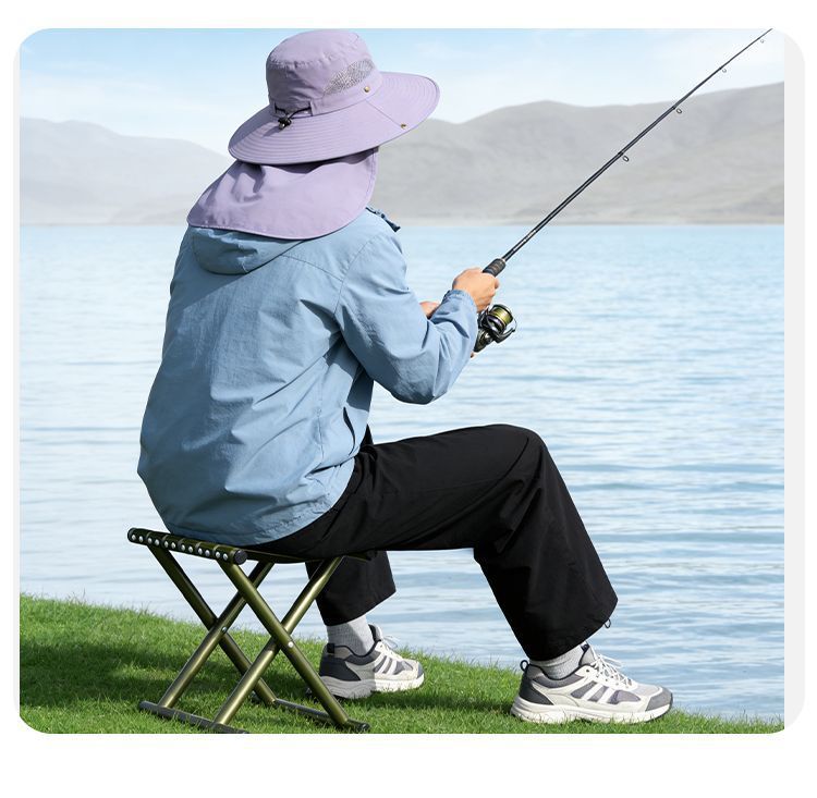 Portable Metal Folding Stool, Lightweight Collapsible Camping Mazar Chair, Compact Fold‑up Seat for Outdoor Camping Fishing Travel Hiking Queue
