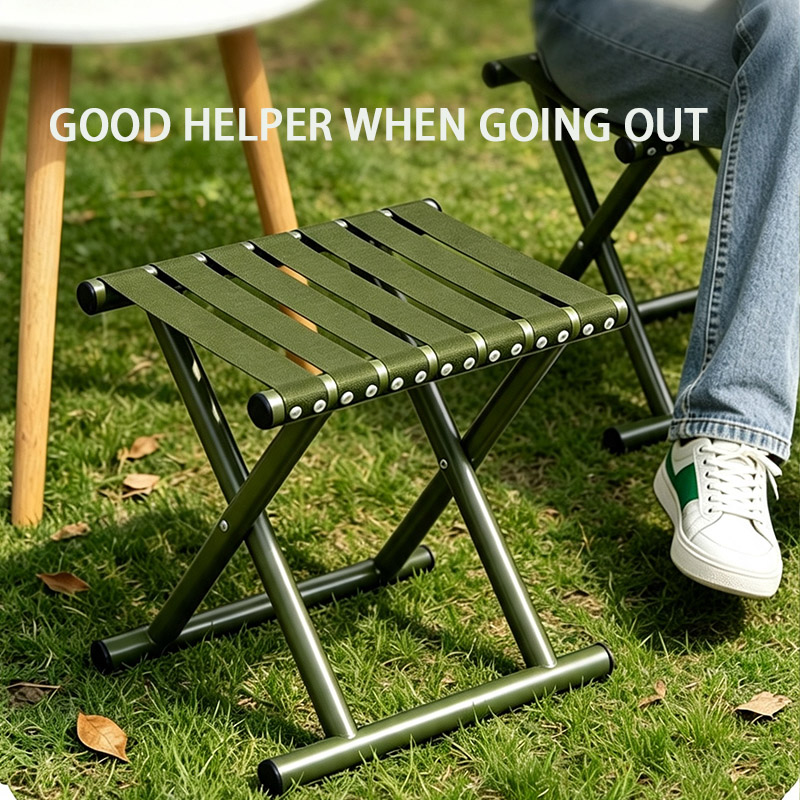 Portable Metal Folding Stool, Lightweight Collapsible Camping Mazar Chair, Compact Fold‑up Seat for Outdoor Camping Fishing Travel Hiking Queue