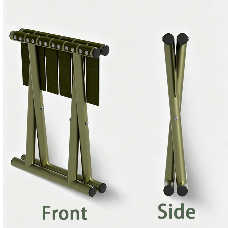 Portable Metal Folding Stool, Lightweight Collapsible Camping Mazar Chair, Compact Fold‑up Seat for Outdoor Camping Fishing Travel Hiking Queue